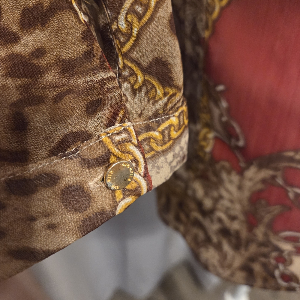 Leopard Print Patchwork Women's Sheer Top - image 3